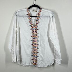 MAGAZINE women’s Size M White Long Sleeve Boho Shirt